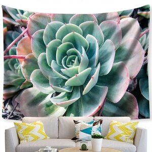 Cactus Wall Hanging Boho Decor 51x59" Fabric Mural Tapestry